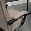 Brown Linen High-Back Swivel Office Chair with Footrest
