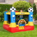 Blue Kids Football Inflatable Bouncy Castle Trampoline with Blower - Outdoor Garden Fun (Ages 3-8)
