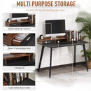 Black Compact Computer Desk with Monitor Stand and Storage