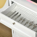 White Wooden Kitchen Storage Cabinet with Glass Door and Drawer
