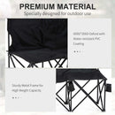 Black 6-Seater Folding Outdoor Bench with Cup Holder & Carry Bag