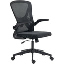 Black Mesh Office Chair with Flip-Up Arms
