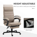 Brown Linen High-Back Swivel Office Chair with Footrest