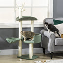 Green Cat Tree Tower with Scratching Post, Hammock & Toy