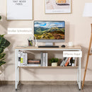 Oak Computer Desk with Storage Shelf, 120 x 60cm, Metal Frame