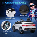 White 12V Kids Electric Ride On Car with Remote Control - Music, Lights, Bluetooth