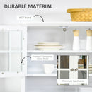 White Wooden Kitchen Storage Cabinet with Glass Door and Drawer
