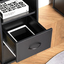 Black Computer Desk with Keyboard Tray and Drawers