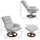 Grey Swivel Recliner Chair with Ottoman Set