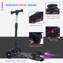 Black Kids 3-Wheel Scooter with Adjustable Height and Engine-Look Water Spray