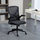 Black Mesh Office Chair with Flip-Up Arms