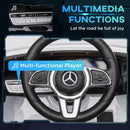 White 12V Kids Electric Ride On Car with Remote Control - Music, Lights, Bluetooth