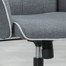 Dark Grey Linen Swivel Computer Chair with Armrest & Adjustable Height