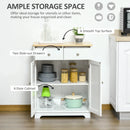 White Kitchen Storage Sideboard with Solid Wood Top