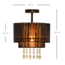 Black Metal Ceiling Light with Acrylic Crystal Pendants