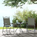 Dark Brown Folding Garden Chairs with Mesh Seats - Set of 2