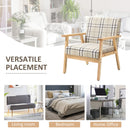 Beige Linen One Seater Sofa with Armrests and Lattice Pattern