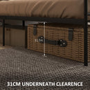 Metal King Size Bed Frame with Storage, Black