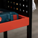 Red 3 Tier Tool Cart Storage Trolley with 10 Hooks - 100 kg Capacity