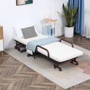 White Folding Guest Bed with Adjustable Backrest, Metal Frame - Single, Portable, 190 x 76 cm