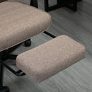 Brown Linen High-Back Swivel Office Chair with Footrest