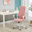 Pink Fabric High Back Office Chair with Armrests & Swivel Wheels