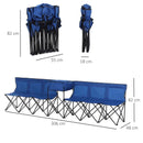 Blue 6-Seater Folding Steel Camping Bench with Cooler Bag