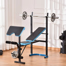 Adjustable Weight Bench with Leg Developer and Barbell Rack, Black