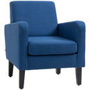 Blue Modern Accent Chair with Rubber Wood Legs for Living Room & Bedroom
