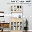 Modern White Kitchen Storage Cabinet with Glass Doors and Drawer, 180cm
