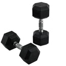 10kg Hex Rubber Dumbbells Set - Black - Home Gym Fitness Equipment