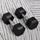 10kg Hex Rubber Dumbbells Set - Black - Home Gym Fitness Equipment