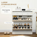 White Shoe Storage Cabinet with 2 Flip Drawers - Organiser for 12 Pairs