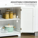 White Kitchen Storage Sideboard with Solid Wood Top