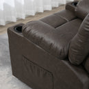 Brown Manual Reclining Armchair with Footrest and Cup Holders