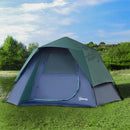 Green Fibreglass Frame Camping Tent for 3-4 People