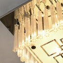 Crystal Raindrop Flush Mount Ceiling Light, Square Pendant Lamp, Silver, 32x20 cm
