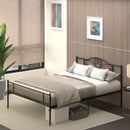 Metal King Size Bed Frame with Storage, Black