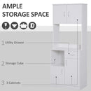 White Tall Kitchen Storage Cabinet with Doors and Shelves