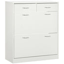 White Shoe Storage Cabinet with 2 Flip Drawers - Organiser for 12 Pairs