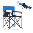 Blue Folding Camping Chair with Cup Holder and Phone Pocket