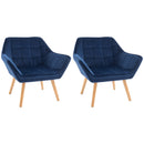 Blue Modern Armchair Set with Wide Arms and Slanted Back