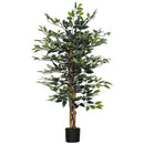 130cm Tall Artificial Ficus Tree in Pot, Lifelike Green Fake Plant for Indoor/Outdoor