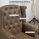 Brown Wingback Tufted Armchair with Nail Head Trim