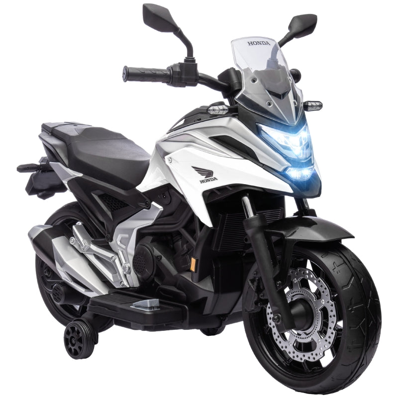 12V White Honda Licensed Kids Electric Motorbike with Music & Headlights