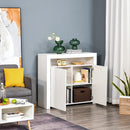 White LED Storage Cabinet with RGB Lighting, High Gloss Front - Modern Sideboard