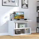 White L-Shaped Rotating Corner Desk with Storage Shelf