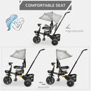 Grey 4-in-1 Kids Trike with Adjustable Seat & Canopy