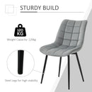 Velvet Upholstered Dining Chairs, Set of 2, Metal Legs, Grey