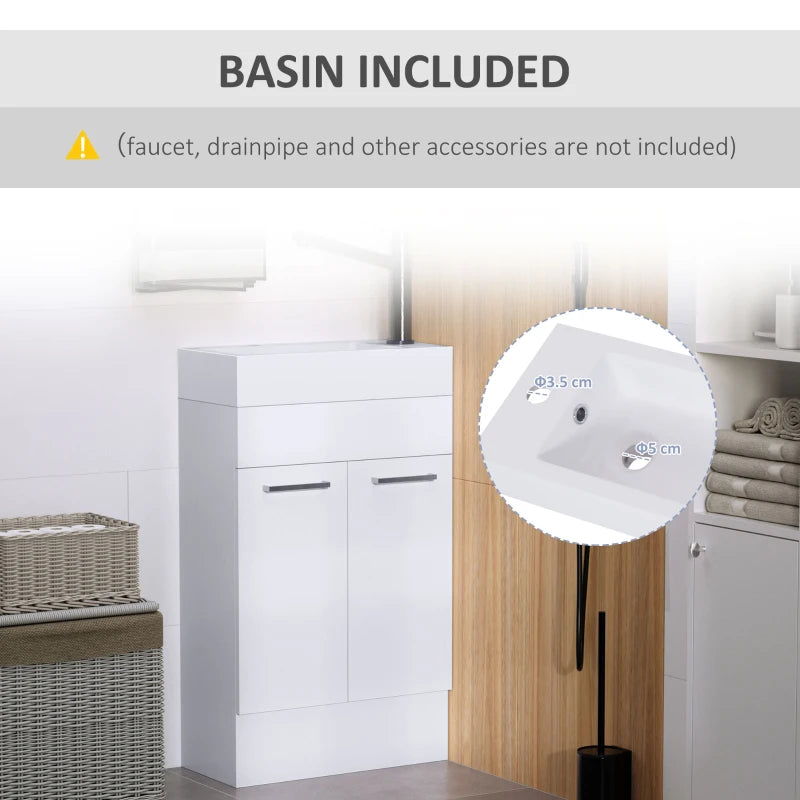 White Under Sink Bathroom Vanity with Ceramic Basin